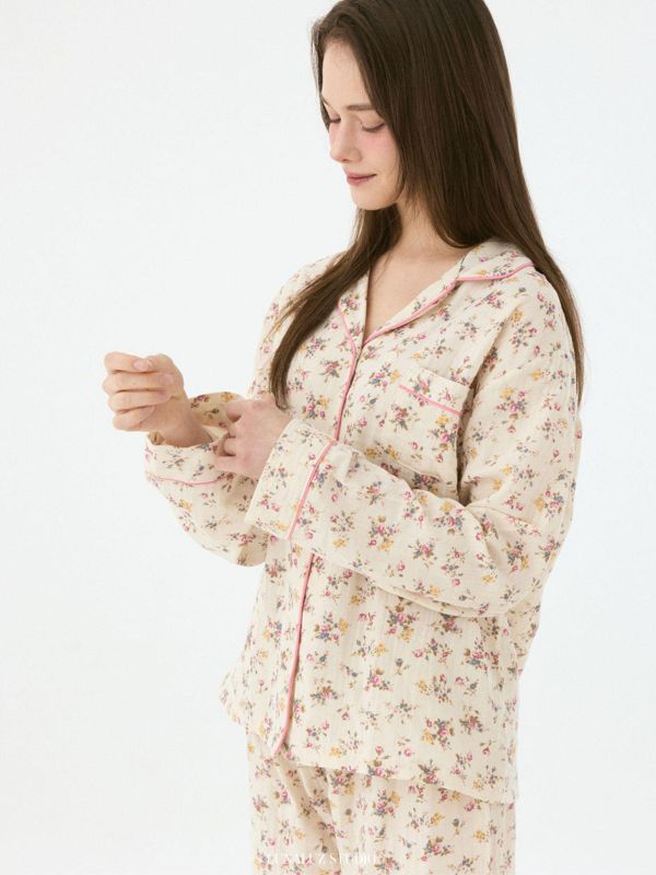 LUNALUZ 花園詩意 經典款睡衣套裝｜Cream 26S 