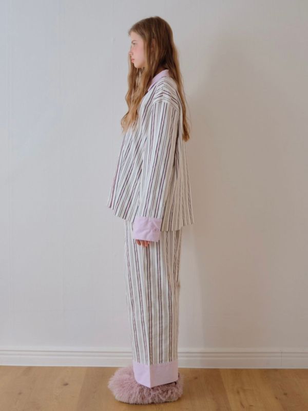 韓國 色塊設計睡衣套裝｜PINK 