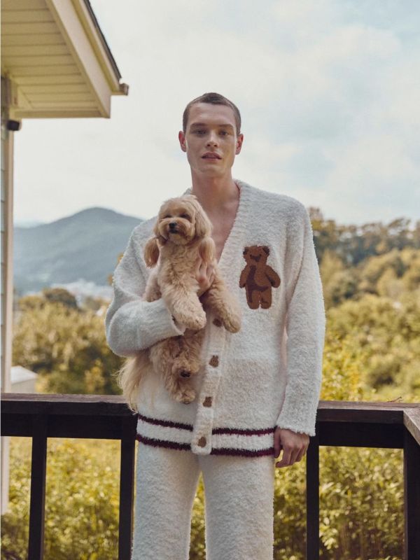 BALCONY 泰迪熊刺繡毛絨男款家居服 