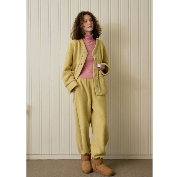 ULLALA 檸檬晨光珊瑚絨睡衣套裝 