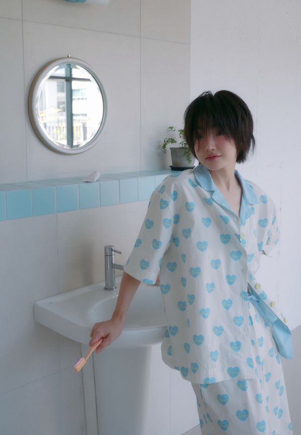 MMOM 藍色愛心印花睡衣 