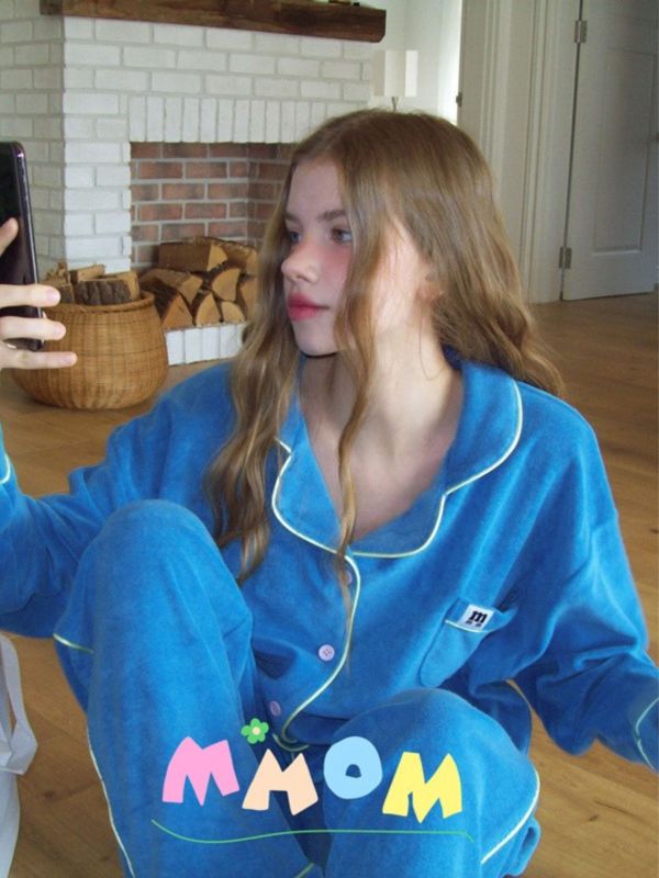 MMOM 柔軟保暖時尚家居服｜天藍色 