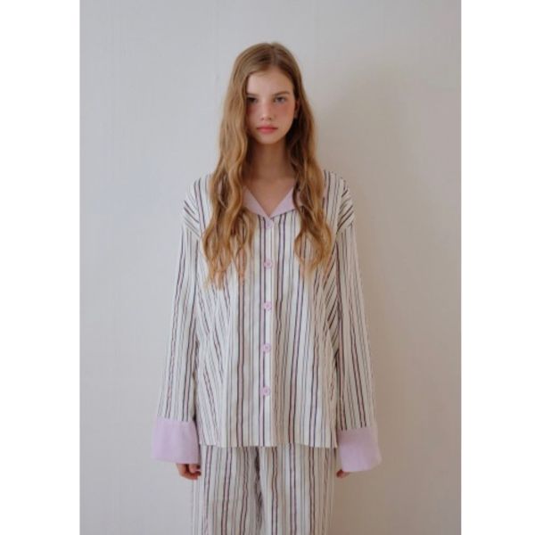 韓國 色塊設計睡衣套裝｜PINK 