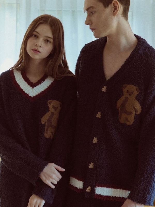 BALCONY 泰迪熊刺繡毛絨男款家居服 