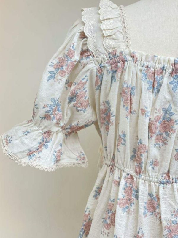 LUNALUZ 花園詩意睡衣洋裝｜霧感花卉　26S 