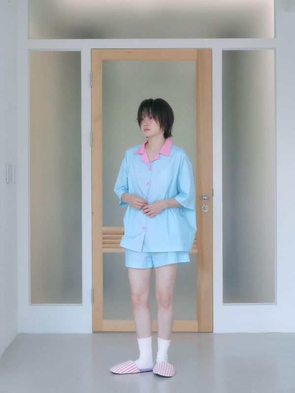 MMOM 藍色波點睡衣套裝｜100%純棉・限量系列 