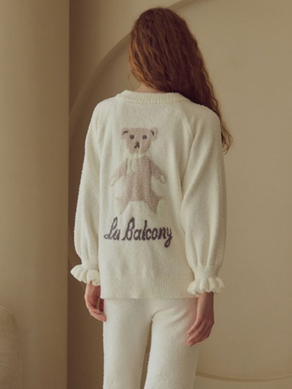 BALCONY 圍巾小熊外套式睡衣套裝 