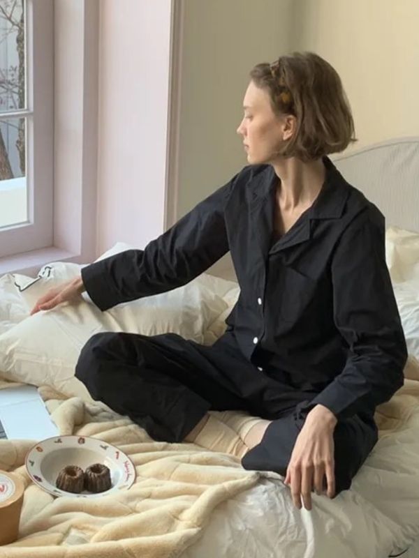 VIVIHOME 韓國時尚黑調睡衣套裝｜午夜巴黎系列 