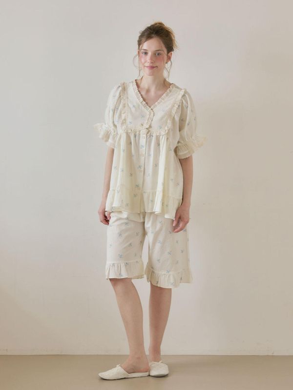 LUNALUZ 靜謐棉感 奶霧白睡衣｜版型寬鬆　26S 