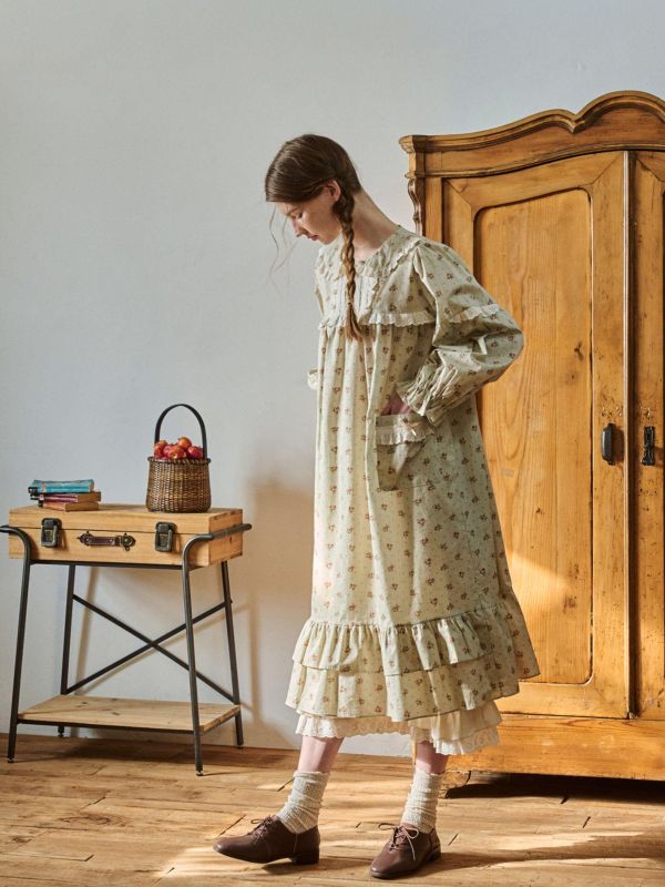 ULLALA  紅髮安妮睡衣洋裝｜新芽綠  26S 