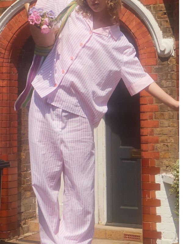 MMOM 扁平短袖襯衫 粉色 