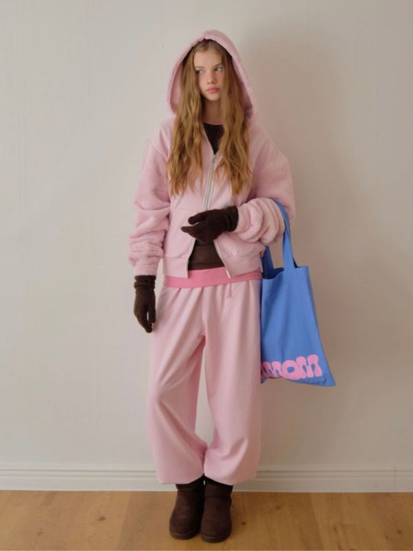 MMOM 家居服休閒長褲｜奶霧粉 