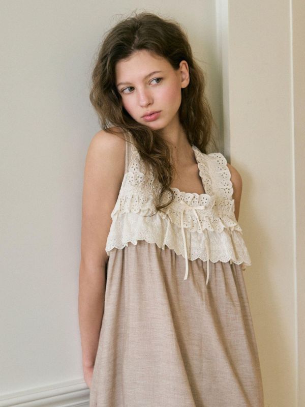 ULLALA  南方寓所 睡衣洋裝｜燕麥米 26S 