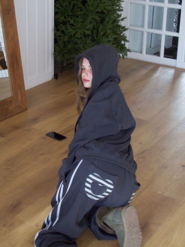 MMOM Cozy Heart 拼接寬版家居褲｜石墨炭 