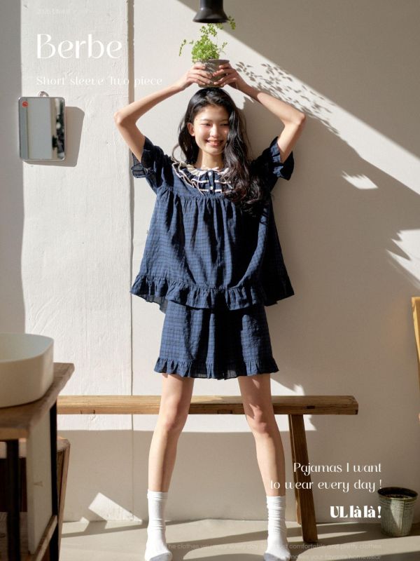 ULLALA 晨光角落 睡衣套裝｜安靜藍調 