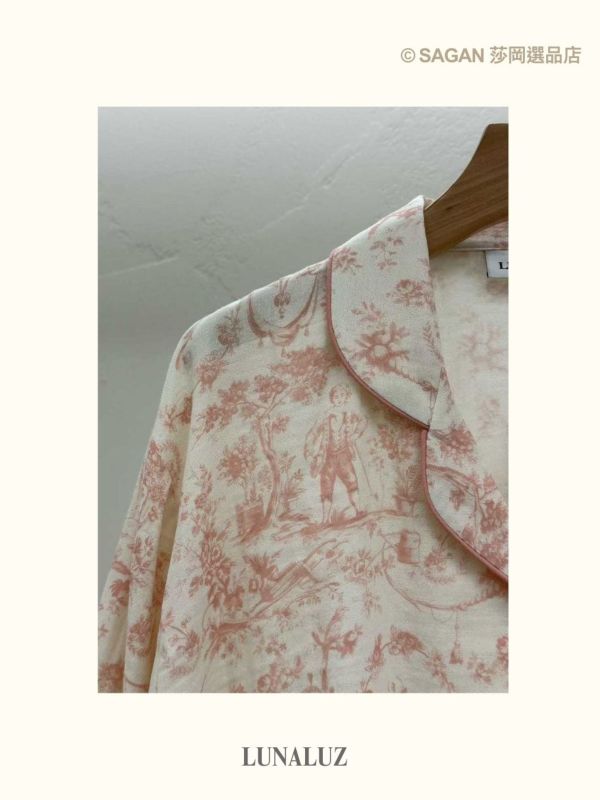 LUNALUZ 森林詩境經典款睡衣套裝｜粉色/灰色 