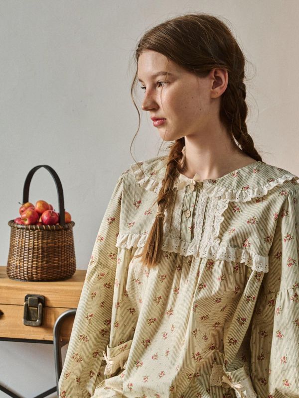 ULLALA  紅髮安妮睡衣洋裝｜新芽綠  26S 