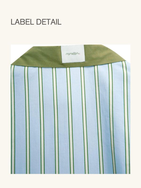 MMOM Sky Green 條紋睡衣套裝｜60支棉 