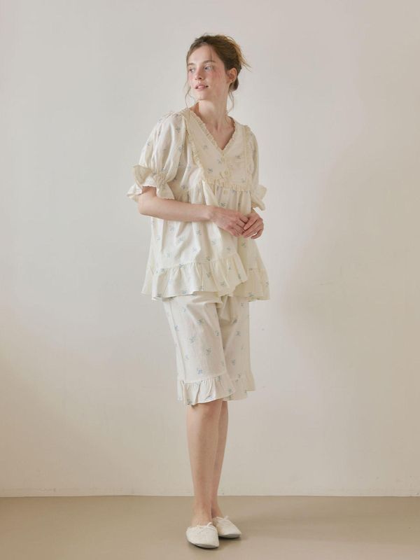 LUNALUZ 靜謐棉感 奶霧白睡衣｜版型寬鬆　26S 