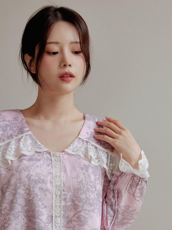 LUNALUZ  奢華朱伊紋莫代爾棉 睡衣套裝 