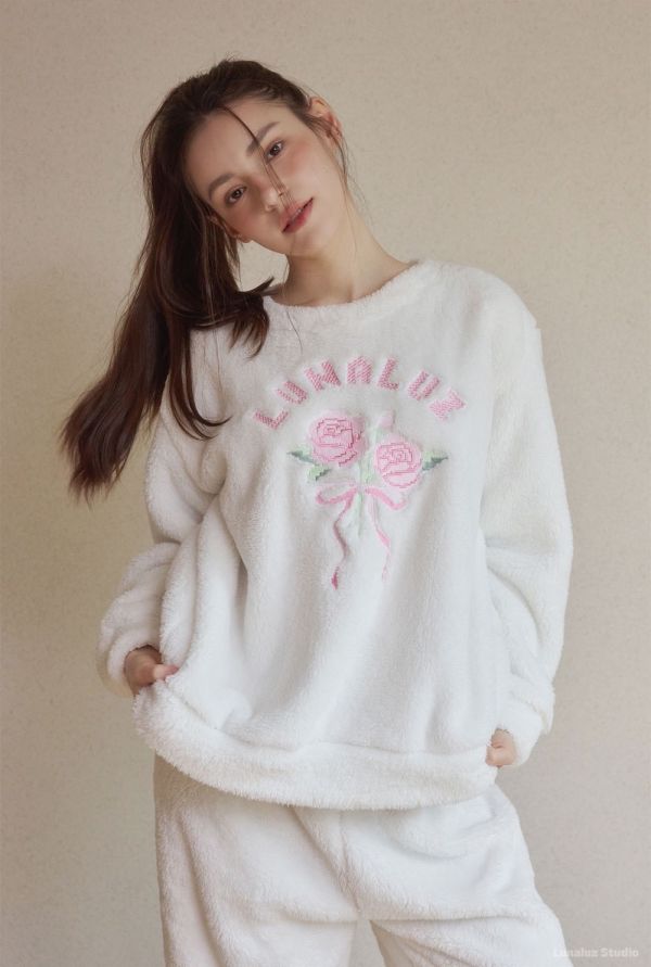 LUNALUZ 韓國愛莎花語針織睡衣套裝 