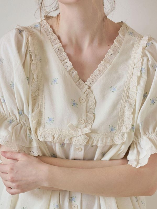 LUNALUZ 靜謐棉感 奶霧白睡衣｜版型寬鬆　26S 