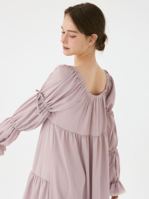 LUNALUZ 柔夜之詩 睡衣洋裝｜內襯Bra設計｜霧紫色調　25S 