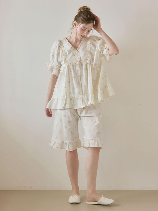 LUNALUZ 靜謐棉感 奶霧白睡衣｜版型寬鬆　26S 