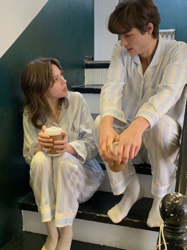 VIVIHOME 韓國莫代爾自由粉藍睡衣套裝｜午夜巴黎系列 