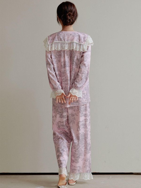 LUNALUZ  奢華朱伊紋莫代爾棉 睡衣套裝 