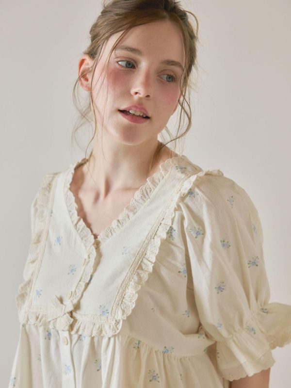 LUNALUZ 靜謐棉感 奶霧白睡衣｜版型寬鬆　26S 