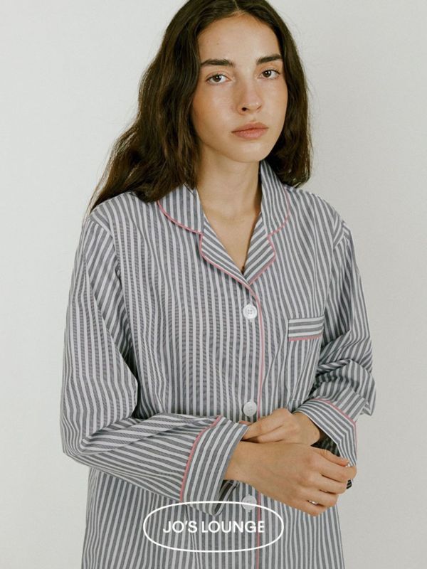JO’S LOUNGE 韓國 阿姆斯特丹灰白條紋睡衣套裝 
