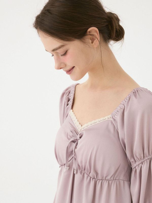 LUNALUZ 柔夜之詩 睡衣洋裝｜內襯Bra設計｜霧紫色調　25S 