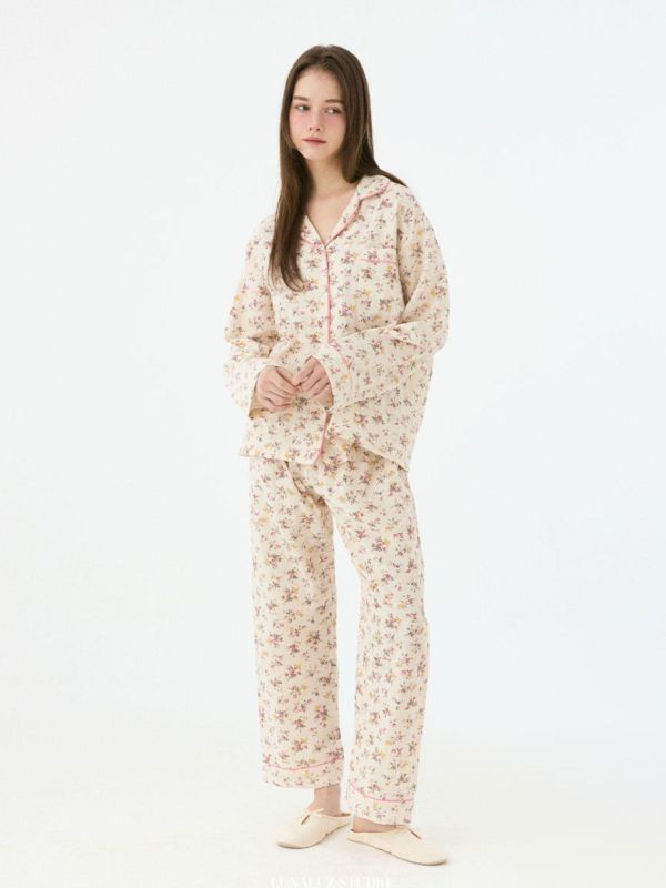 LUNALUZ 花園詩意 經典款睡衣套裝｜Cream 26S 