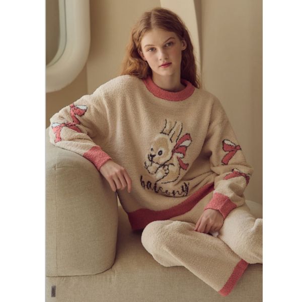 BALCONY 可愛蝴蝶結針織睡衣套裝 