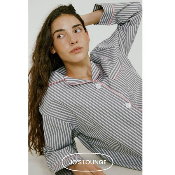 JO’S LOUNGE 韓國 阿姆斯特丹灰白條紋睡衣套裝 