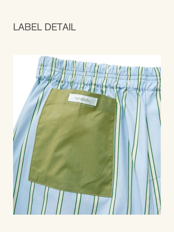 MMOM  條紋睡衣短褲｜Sky Green 