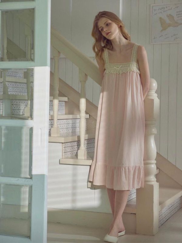 BALCONY 奢華蕾絲睡裙 80支純棉 