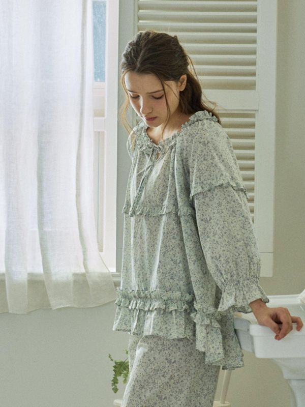 ULLALA  春款淡色花園 睡衣套裝｜薄荷綠 26S 