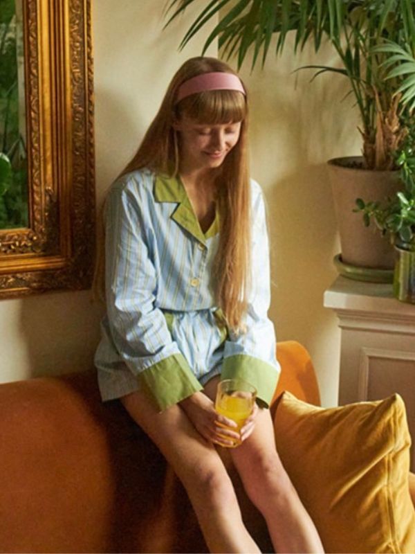 MMOM  條紋睡衣短褲｜Sky Green 