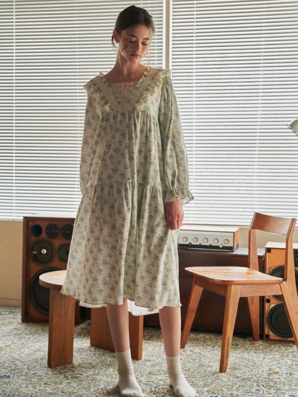 ULLALA 米杏刷絨純棉睡衣洋裝｜口袋設計 