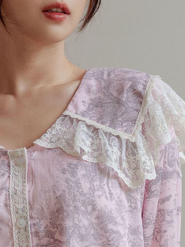 LUNALUZ  奢華朱伊紋莫代爾棉 睡衣套裝 