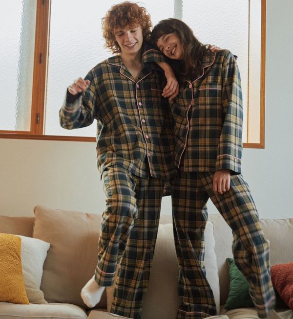 ULLALA 霧粉綠格紋睡衣套裝 