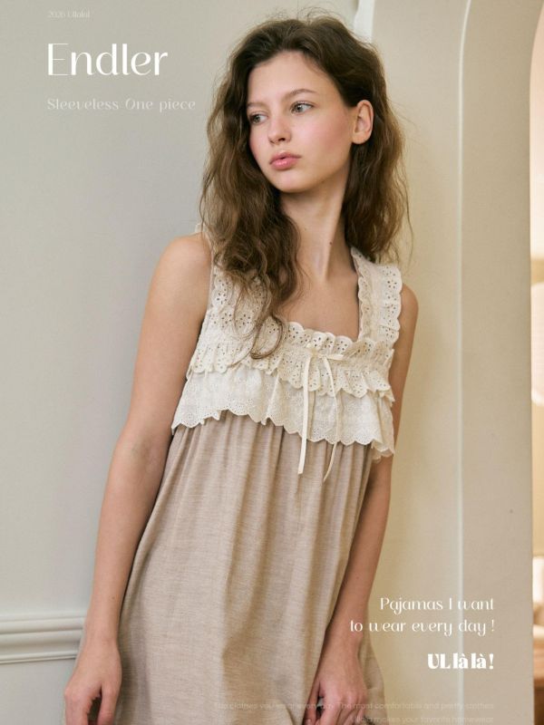 ULLALA  南方寓所 睡衣洋裝｜燕麥米 26S 