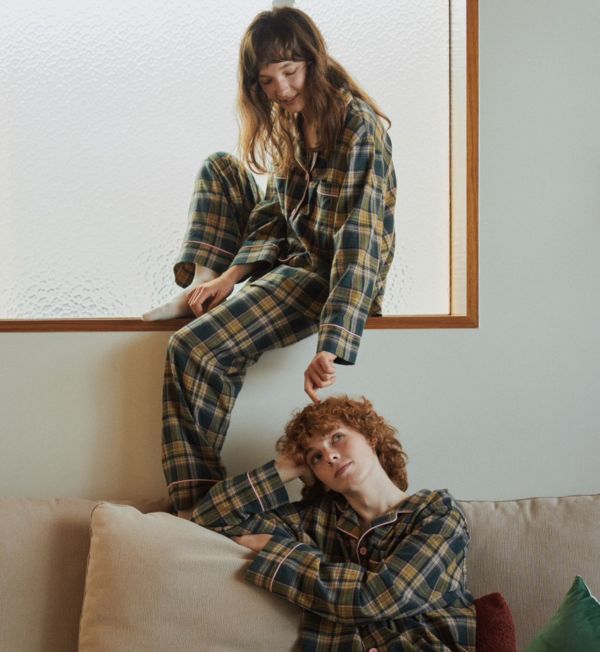 ULLALA 霧粉綠格紋睡衣套裝 