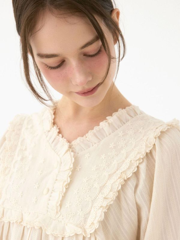 LUNALUZ  晨光呢喃 純棉蕾絲睡衣套裝 