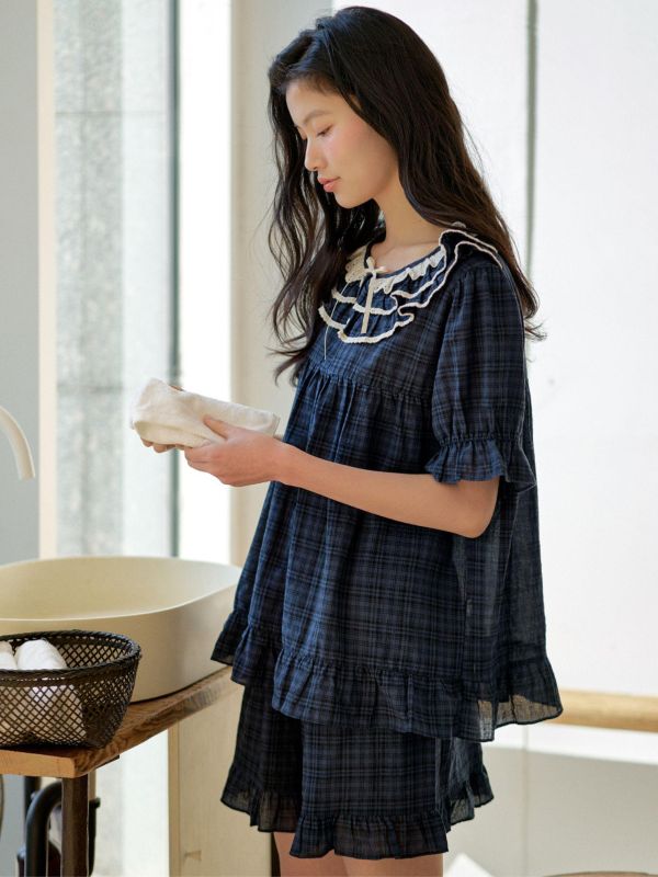 ULLALA 晨光角落 睡衣套裝｜安靜藍調 