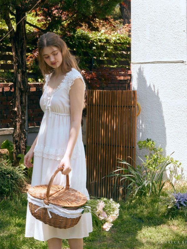 LUNALUZ 奢華蕾絲睡衣洋裝 