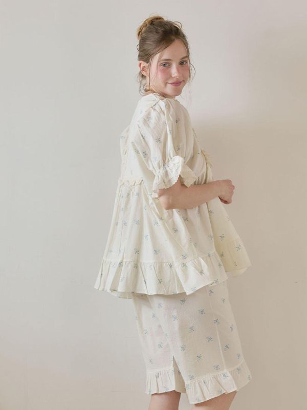 LUNALUZ 靜謐棉感 奶霧白睡衣｜版型寬鬆　26S 