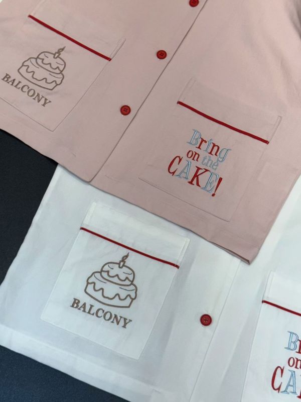 BALCONY 翻領刺繡睡衣套裝 